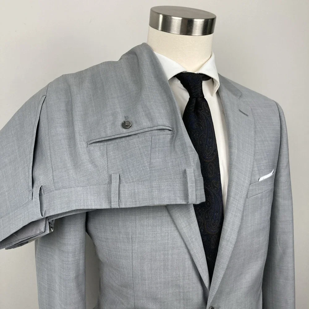 Calvin Klein Men's 2-pc Slim Fit Suit Jacket 42S Pants‎ 38W 32L Wool Blend Grey